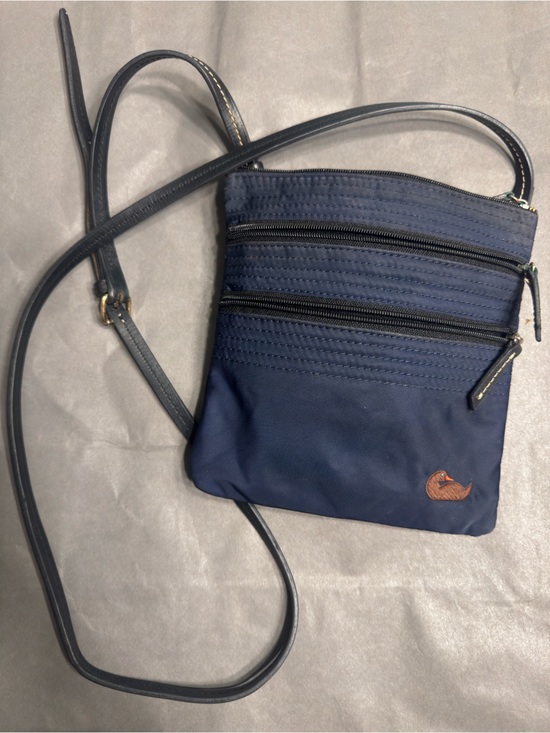 Dooney & Bourke Handbags - Dooney & Bourke Navy Crossbody with Brown Leather Logo